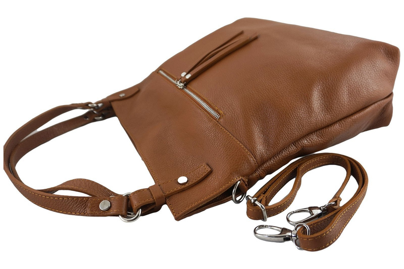 Duży skórzany worek / shopper bag - A4 - Zielony ciemny 