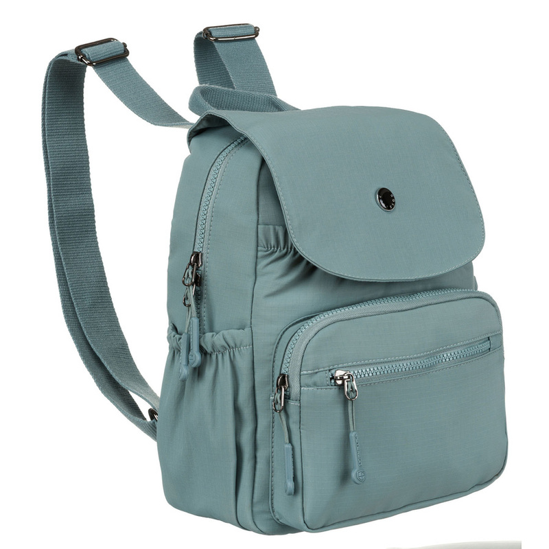 Niebieski plecak damski z poliestru z klapką zamykaną na magnes - Peterson