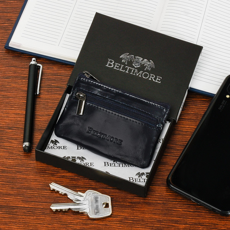 Brązowe skórzane etui na klucze z pudełkiem Beltimore E44