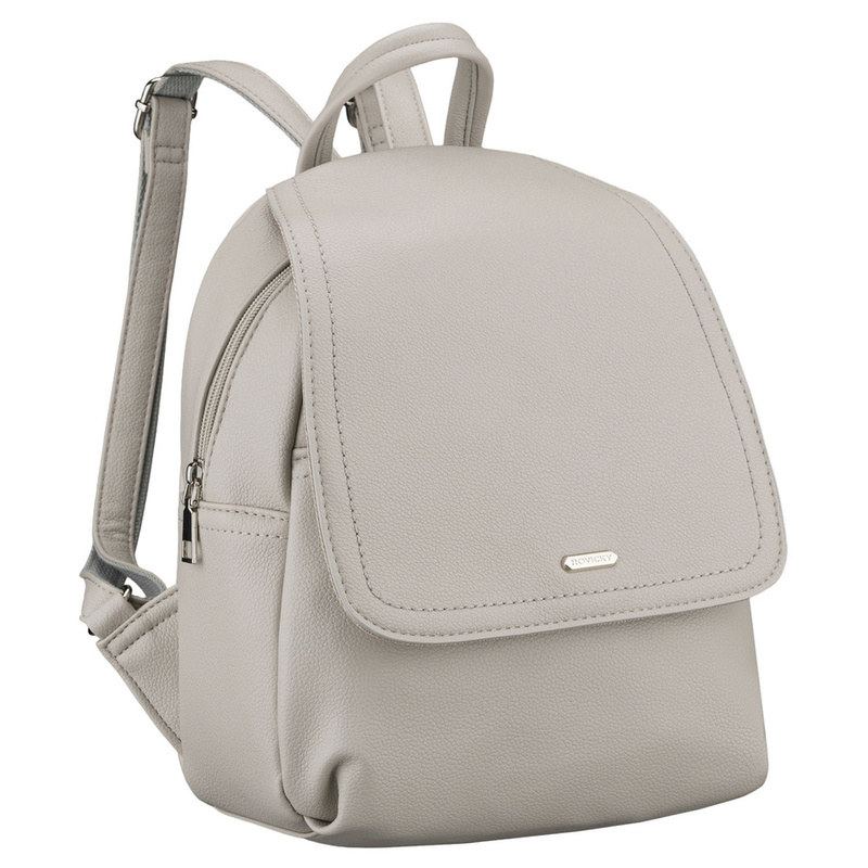 Szary, miejski plecak damski ze skóry ekologicznej - Rovicky