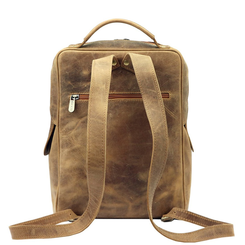 Duży Miejski pojemny plecak z prawdziwej skóry z kieszeniami Florence