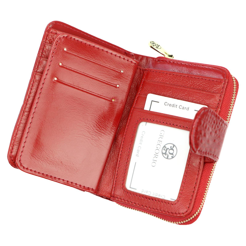 Gregorio Pionowa damska portmonetka skóra naturalna portfel na zatrzask