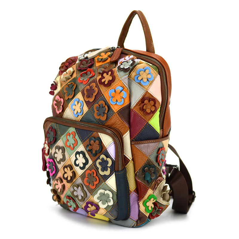 Wzorzysty damski plecak skórzany z wzorem mozaiki