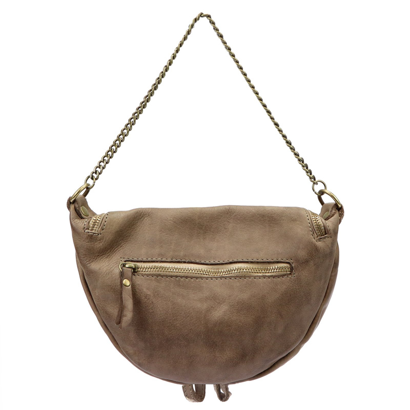 Skórzana Damska listonoszka z łańcuszkiem na ramię i z dopinanym paskiem