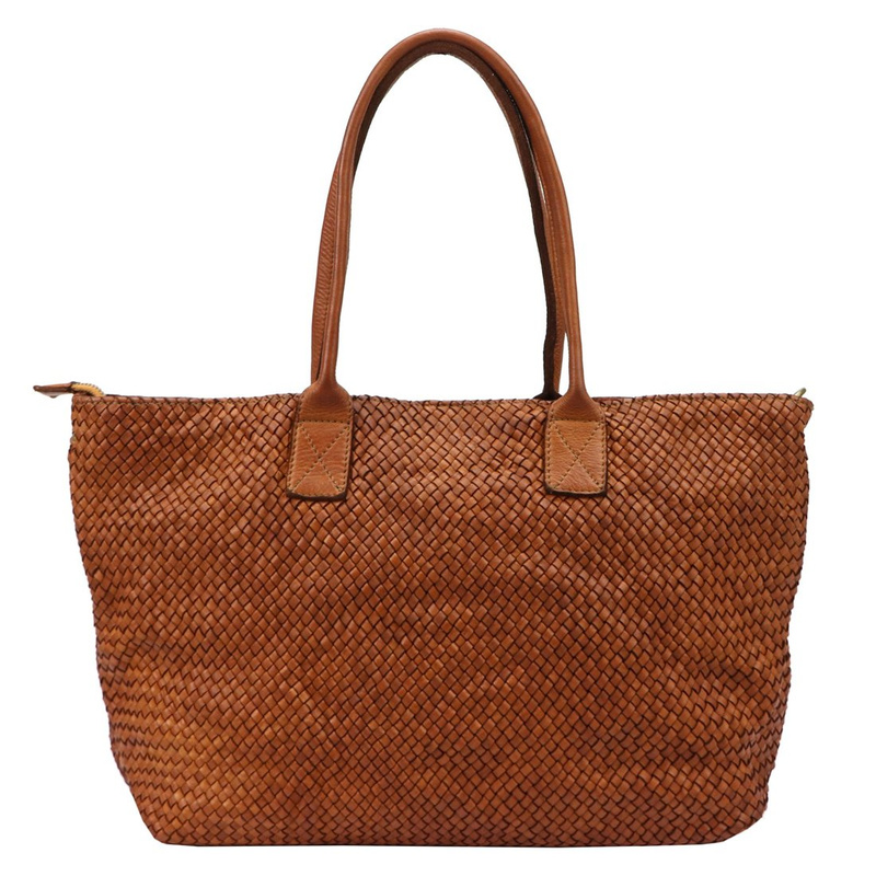 VS Pleciona shopperbag damska Damska torebka na ramię ze skóry naturalnej