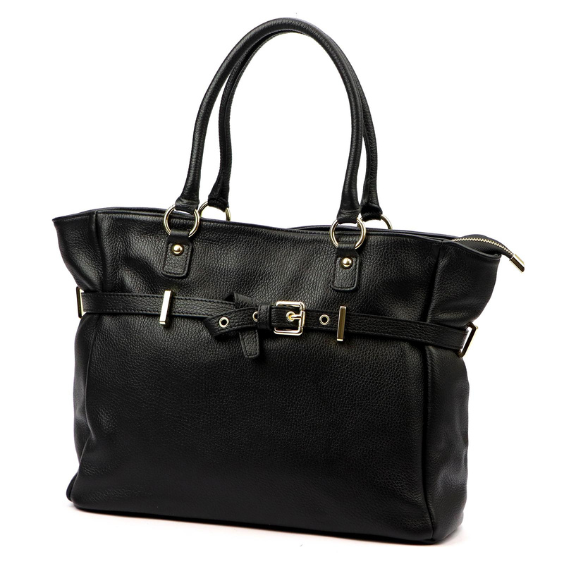 Vera Pelle damska shopperbag torebka na ramię skóra naturalna kieszenie