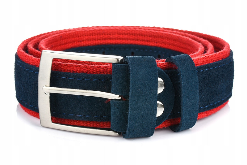 Pasek męski skórzany premium szeroki BELTIMORE A54 : Kolory - czerwony, Rozmiar pasków - r.125-140 cm