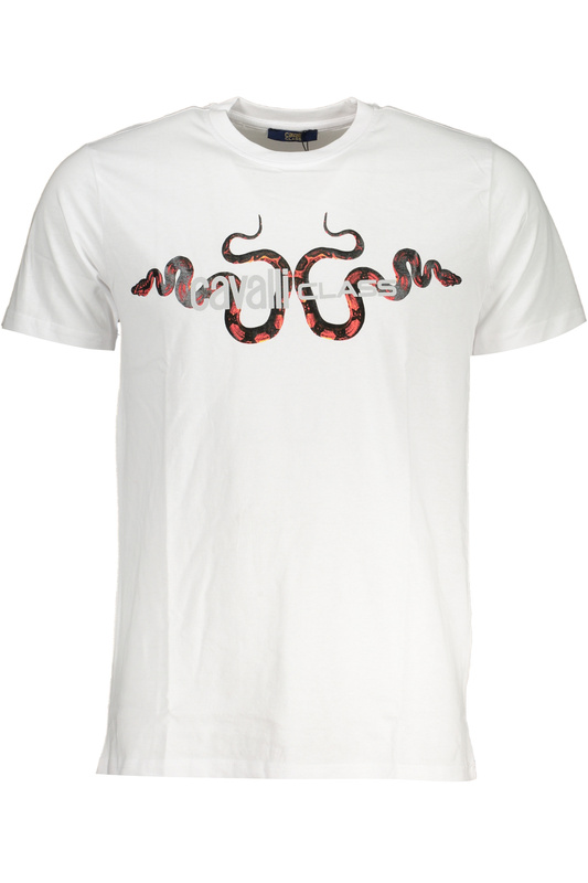 T-SHIRT MĘSKI Z KRÓTKIM RĘKAWEM KLASY CAVALLI BIAŁY