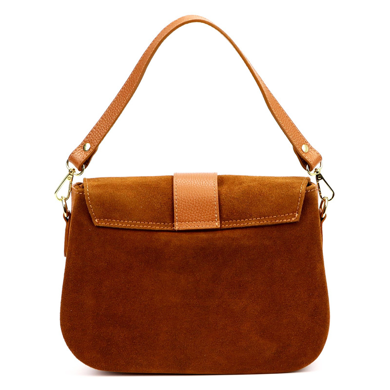 Vera Pelle Damska skórzana listonoszka torebka przez ramię z kieszenią