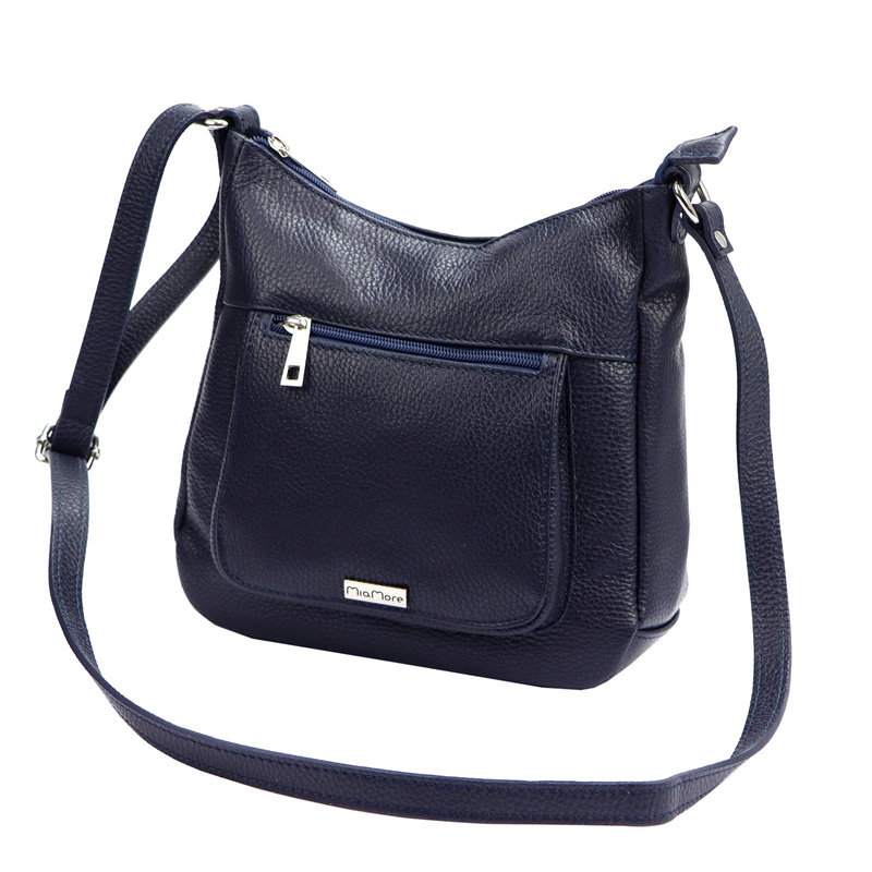 Pojemna skórzana damska listonoszka przez ramię z kieszeniami MiaMore