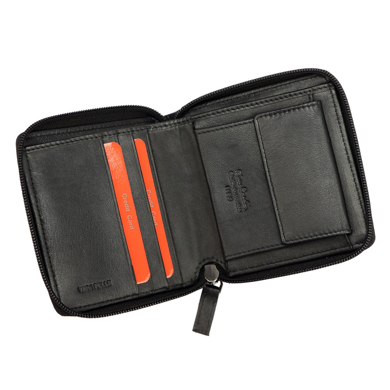 Pierre Cardin damska portmonetka skóra naturalna mały portfel na suwak