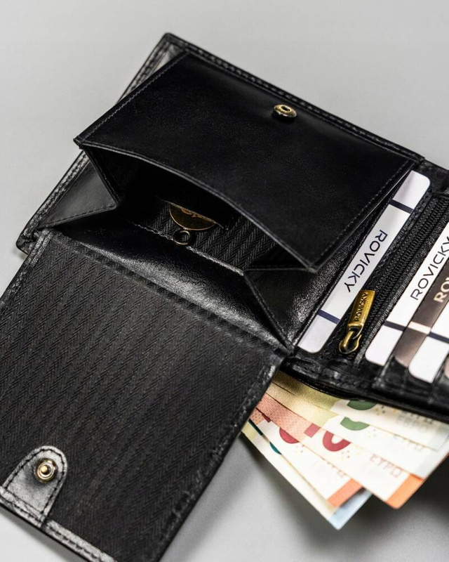 Kompaktowy męski skórzany portfel z RFID Rovicky