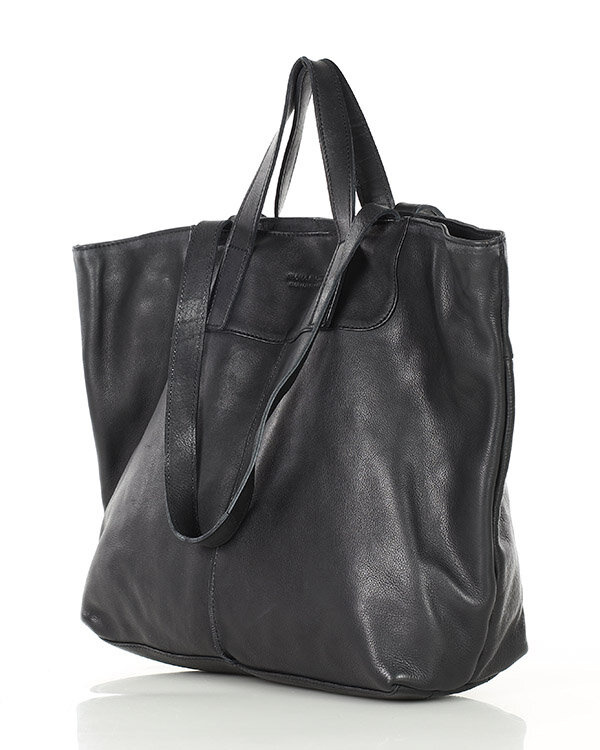 Duża torba shopper skórzana podwójne rączki - MARCO MAZZINI czarna