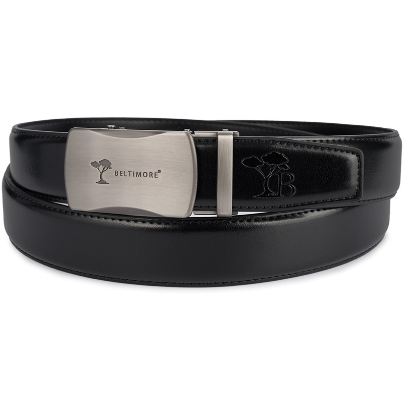 Pasek męski skórzany klamra automatyczna czarny Beltimore A50 : Kolory - czarny,