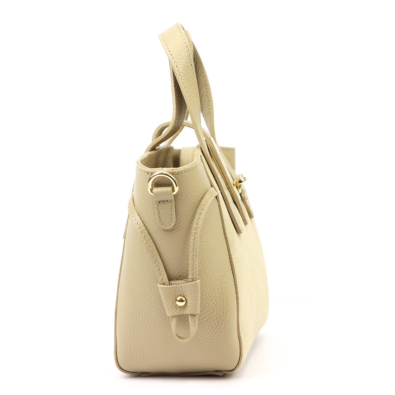 Luka Skórzany damski kuferek torebka do ręki z dopinanym paskiem elegancki