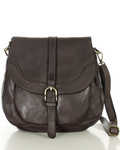 Torebka vintage retro skórzana listonoszka saddle bag - MARCO MAZZINI ciemnobrązowa