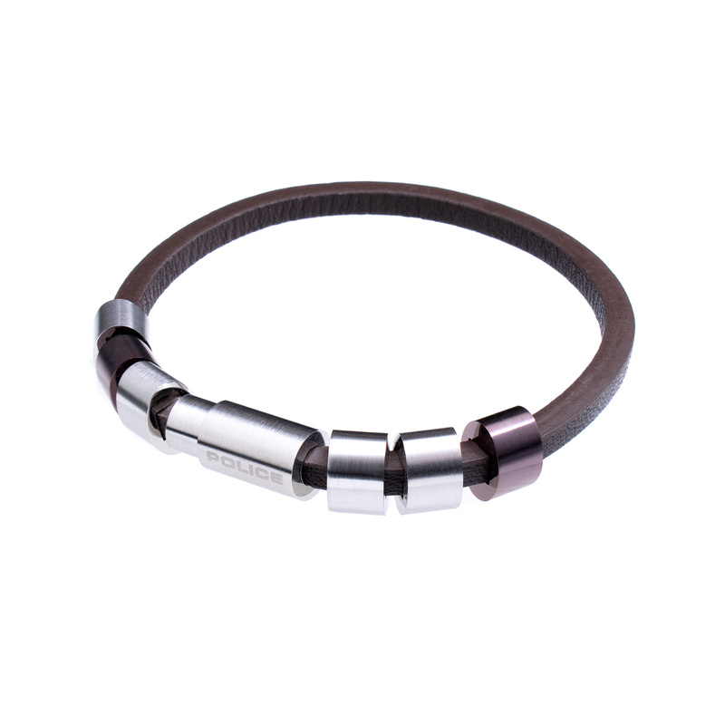 Biżuteria POLICE PJ22653BLC219. Bransoletka, Kolor brązowy srebrny. Unisex.