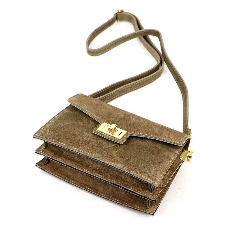 Damska listonoszka ze skóry naturalnej zamszowej z organizerem od Luka