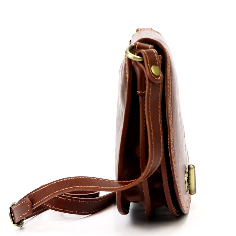 Florence Skórzana damska listonoszka torebka na ramię dwukomorowa z klapą