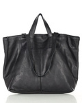Duża torba shopper skórzana podwójne rączki - MARCO MAZZINI czarna