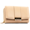 Beżowy portfel damski wykonany ze skóry ekologicznej o lekko prążkowanej fakturze, zamykany zatrzaskiem - Peterson