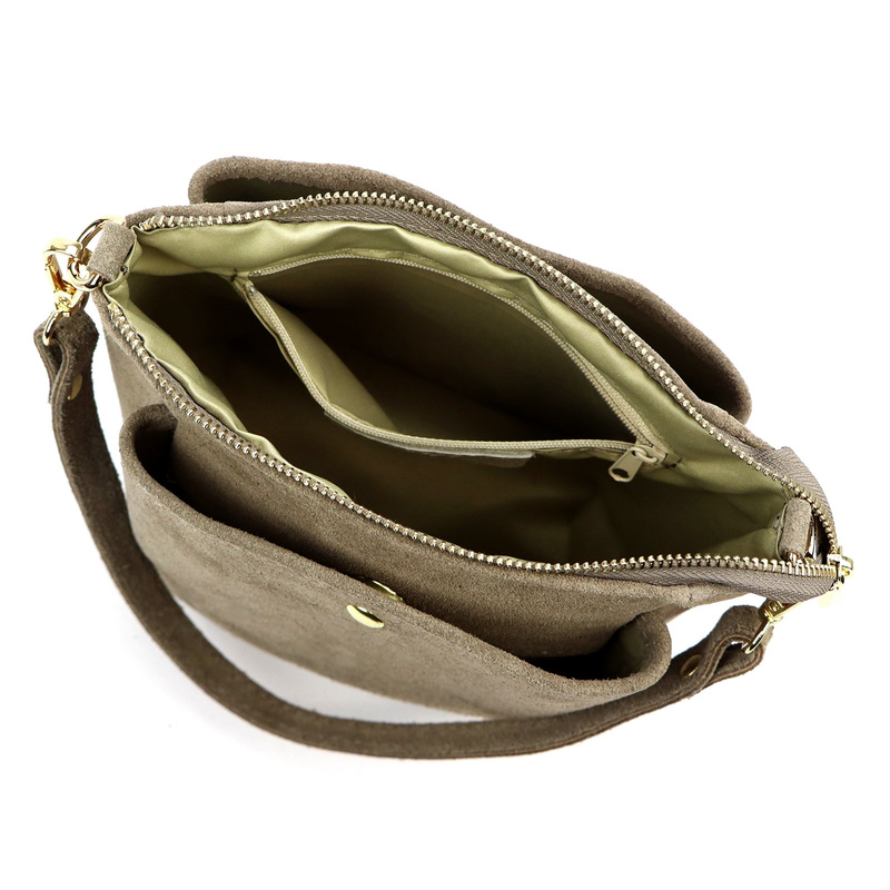 Vera Pelle damska listonoszka torebka na ramię skóra naturalna zamszowa