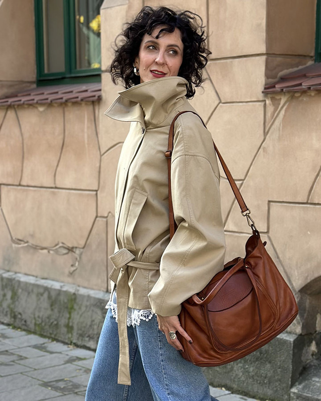 MARCO MAZZINI Torebka skórzana shopper bag ispirato dalla natura brąz