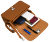 Karmelowa torebka damska crossbody ze srebrnymi okuciami - David Jones