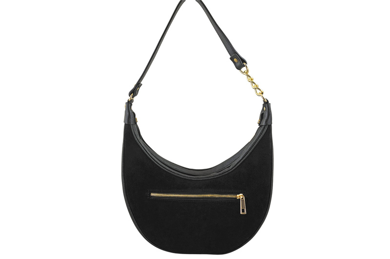 Stylowa torebka z zamszowym wykończeniem - Czarna