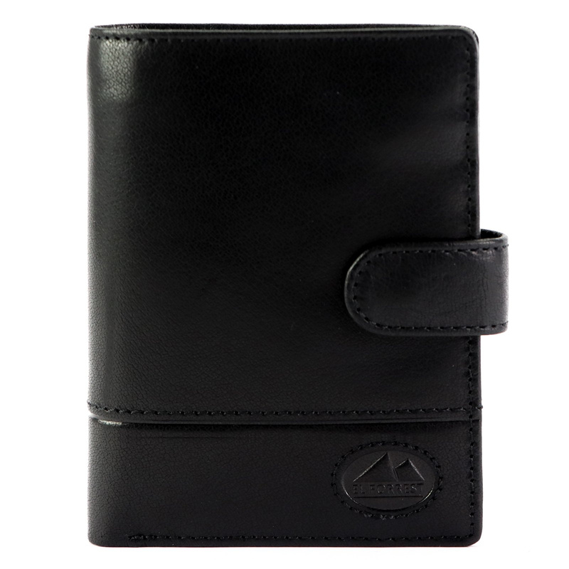 EL FORREST męski portfel pionowy rozbudowany skórzany na zatrzask RFID