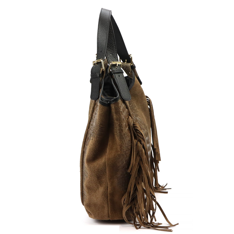 Vera Pelle damska shopperbag skórzana skóra krokodyla torebka na ramię