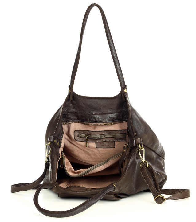 MARCO MAZZINI Torebka skórzana shopper bag ispirato dalla natura brąz