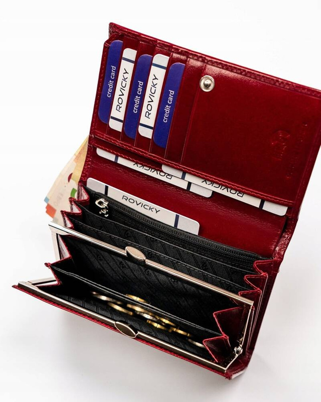 Skórzana damska portmonetka zgrabna z RFID Rovicky