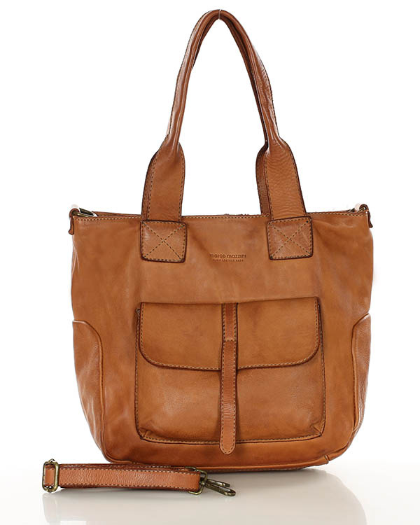 Torebka miejska skórzana w harmonii z naturą MARCO MAZZINI brąz camelowy