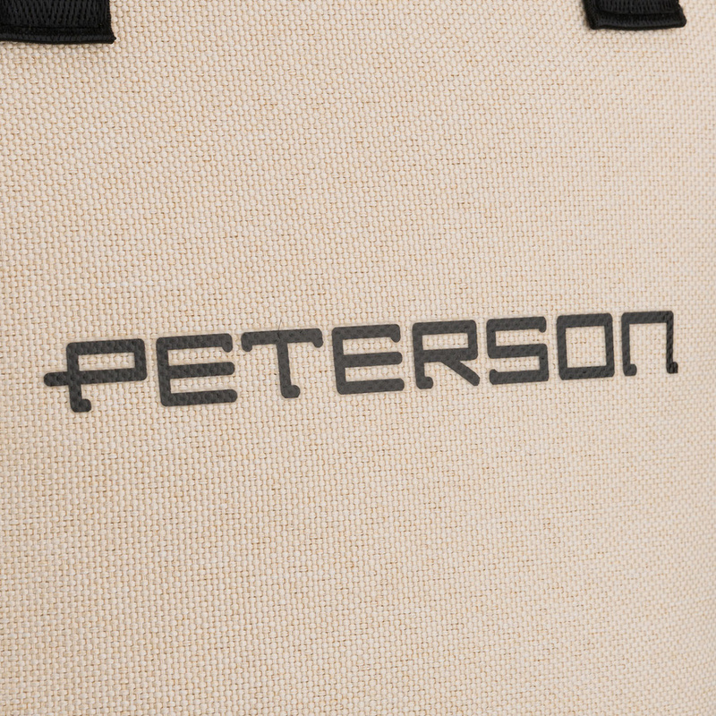 Beżowo-czarna kosmetyczka z tkaniny syntetycznej wyposażona w uchwyty, zamykana suwakiem - Peterson