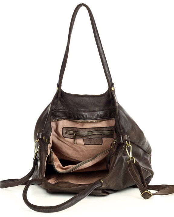 MARCO MAZZINI Torebka skórzana shopper bag ispirato dalla natura brąz