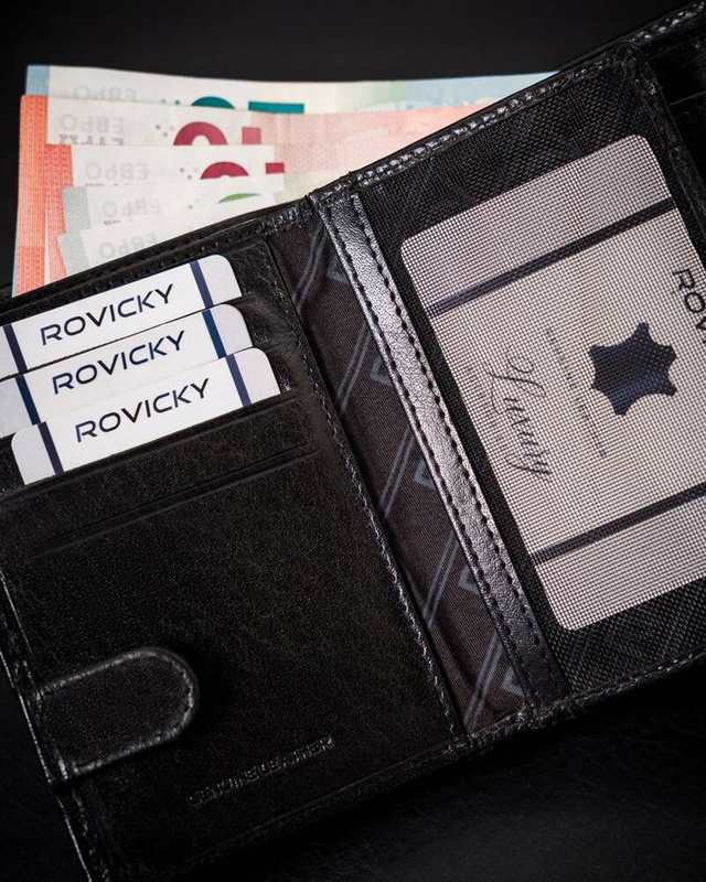 Skórzany męski klasyczny portfel z RFID od Rovicky