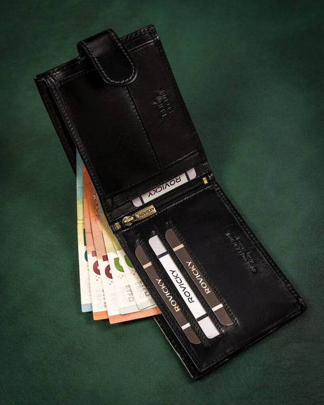 Skórzany portfel męski z systemem RFID od Rovicky