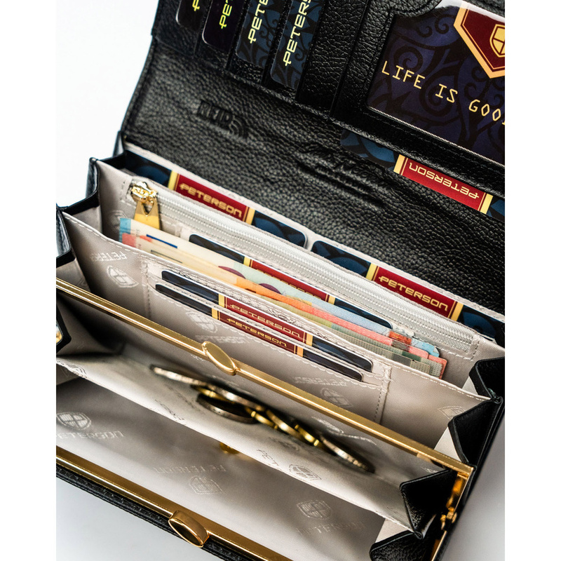 skóra naturalna + Damski portfel ze skóry ekologicznej Peterson PTN PS122-MLF