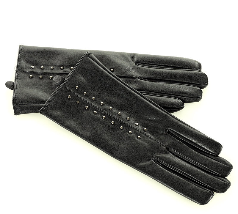 Eleganckie rękawiczki damskie z dżetami - czarne