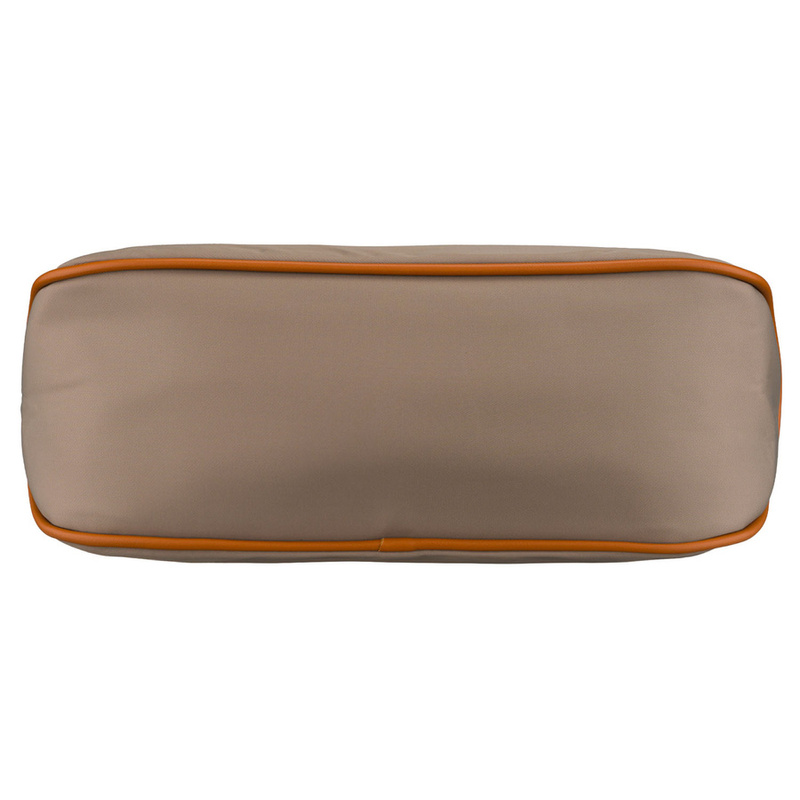 Miejska torebka damska z poliestru i skóry ekologicznej w beżowym kolorze, jednokomorowa i zamykana suwakiem - Peterson