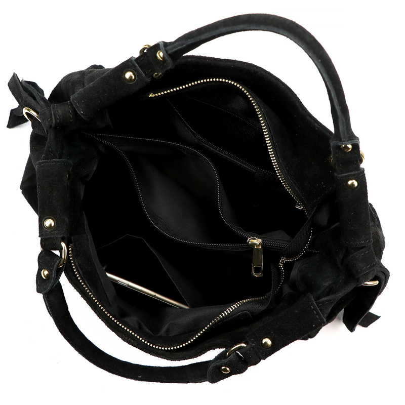 Vera Pelle skórzana zamsz damska listonoszka na ramię kuferek z organizerem