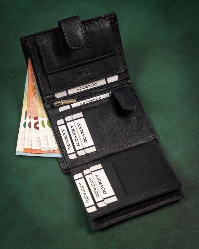 Klasyczny skórzany portfel męski Rovicky z RFID