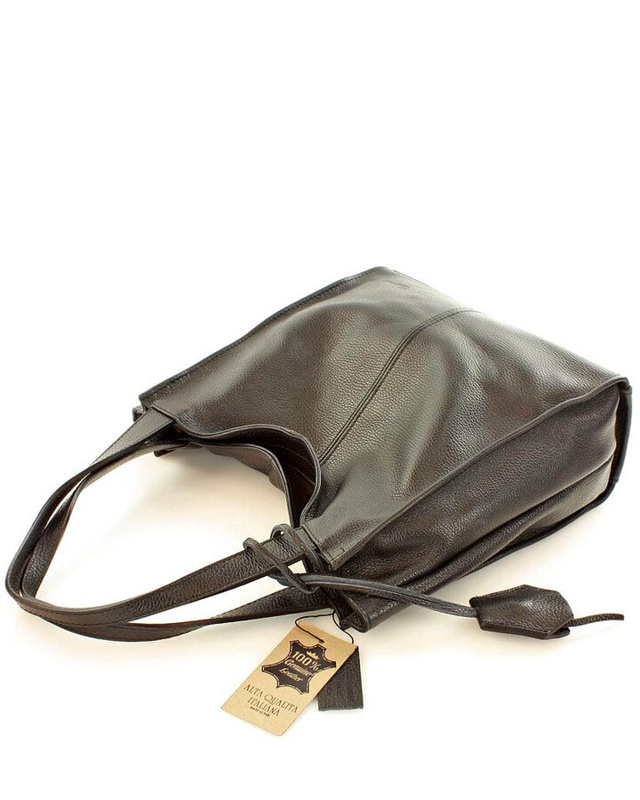 Modna torebka damska skórzany shopper bag - MARCO MAZZINI Portofino Max czarny