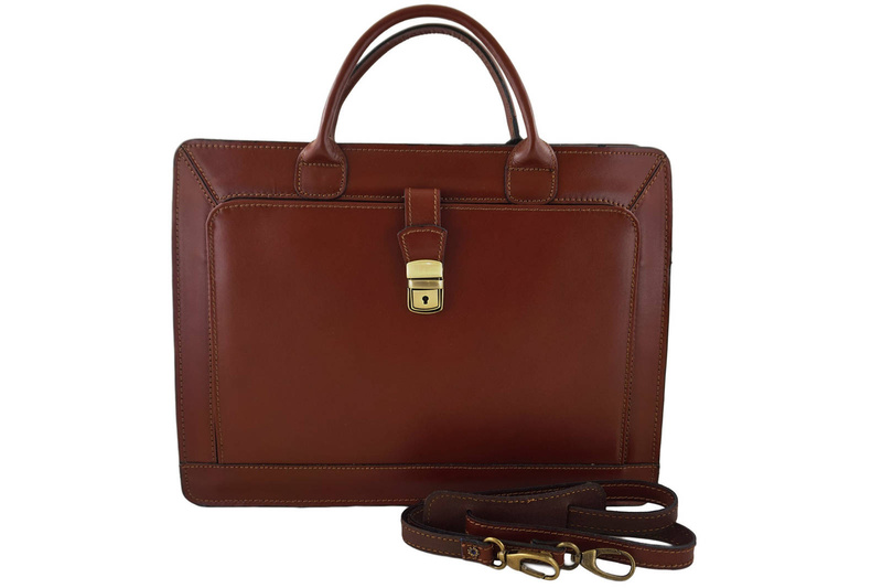 Aktówka męska skórzana Barberini's model 385 - Brązowy 