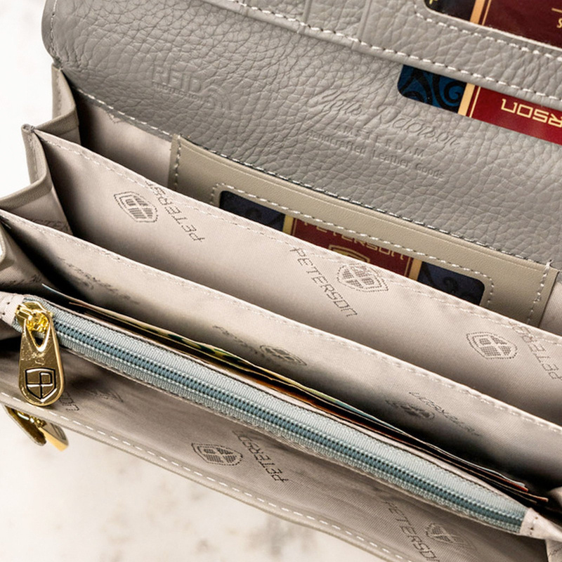 skóra naturalna + Damski portfel ze skóry ekologicznej Peterson PTN PH27-LFL