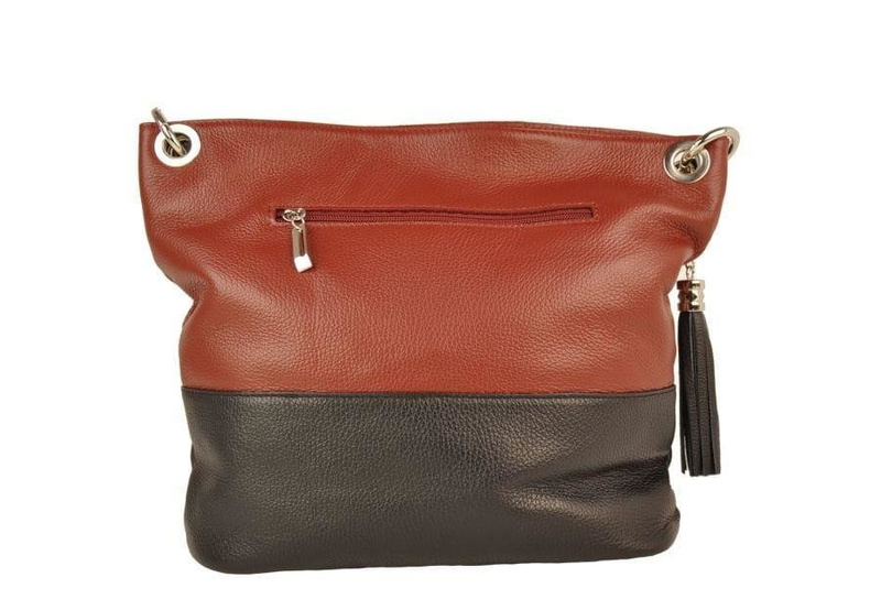 Skórzana torebka worek Barberinis- Beżowo-brązowa