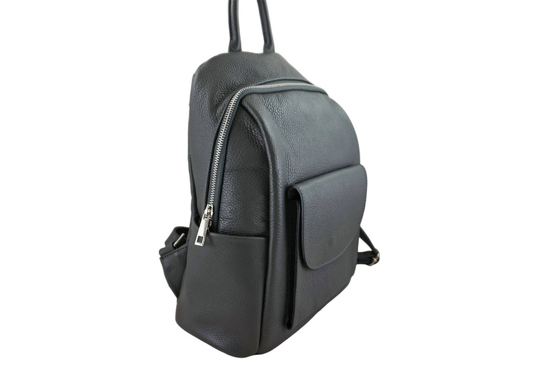 Damski plecak miejski skórzany - Szary ciemny