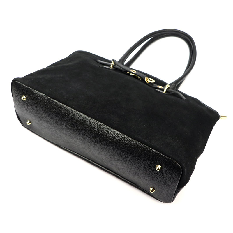 Vera Pelle damska torebka na ramię skóra naturalna zamszowa z kieszeniami