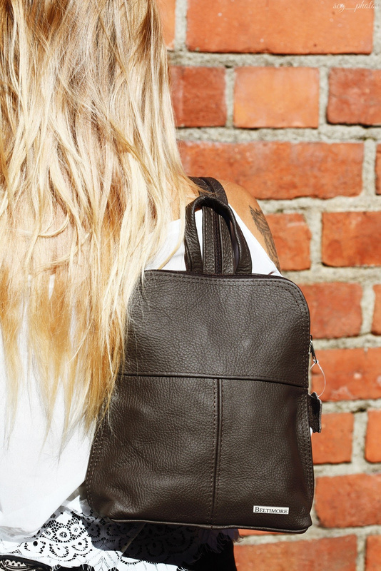 Plecak skórzany szara torebka elegancka poręczna Beltimore 021